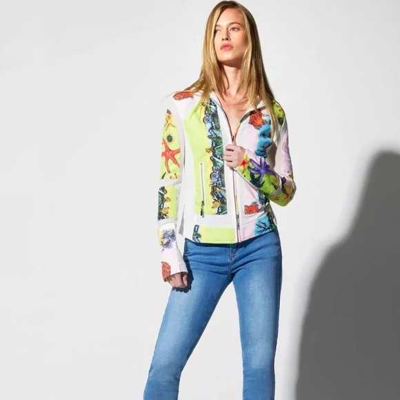 Oh La La Seashell Printed Quilted Scuba Mesh Combo Jacket, $320! Mixed Media - Picture 1 of 16